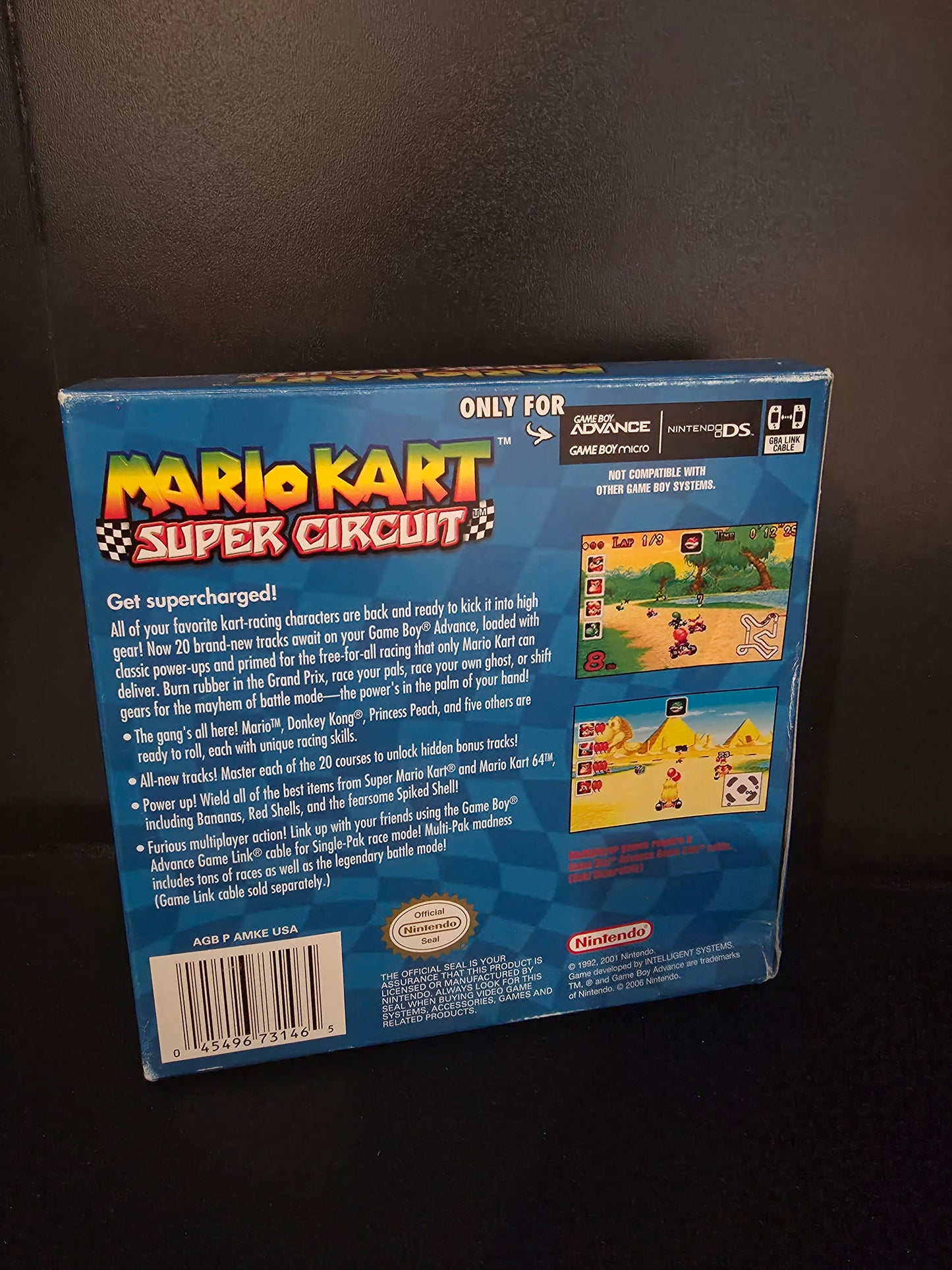 Gameboy Super Mario Cart Super Circuit In Box. With Manual and Game