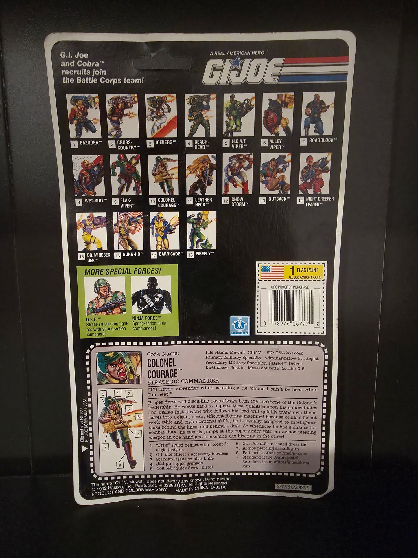 1992 Hasbro GI Joe Series 12 Battle Corps #10 Colonel Courage Sealed Card NOC