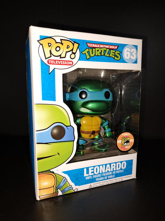 SDCC Metallic Funko Pop Leonardo #63. Limited 1008 Pieces. TMNT