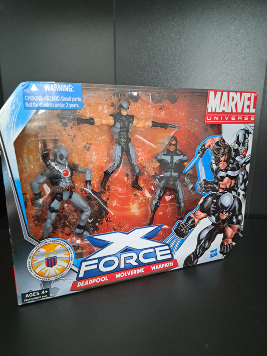 Marvel Universe X-Force 3 Pack Wolverine Deadpool Warpath 2010 3.75" Figures New