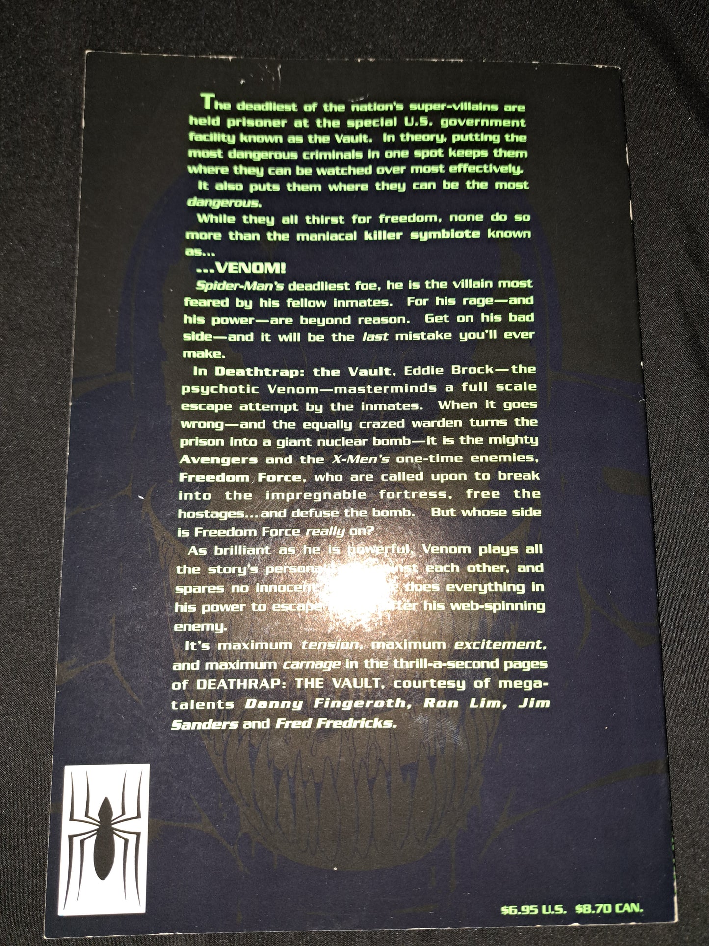 VENOM DEATH TRAP THE VAULT 1 TPB Ron Lim Captain America Psylcocke Spider-man