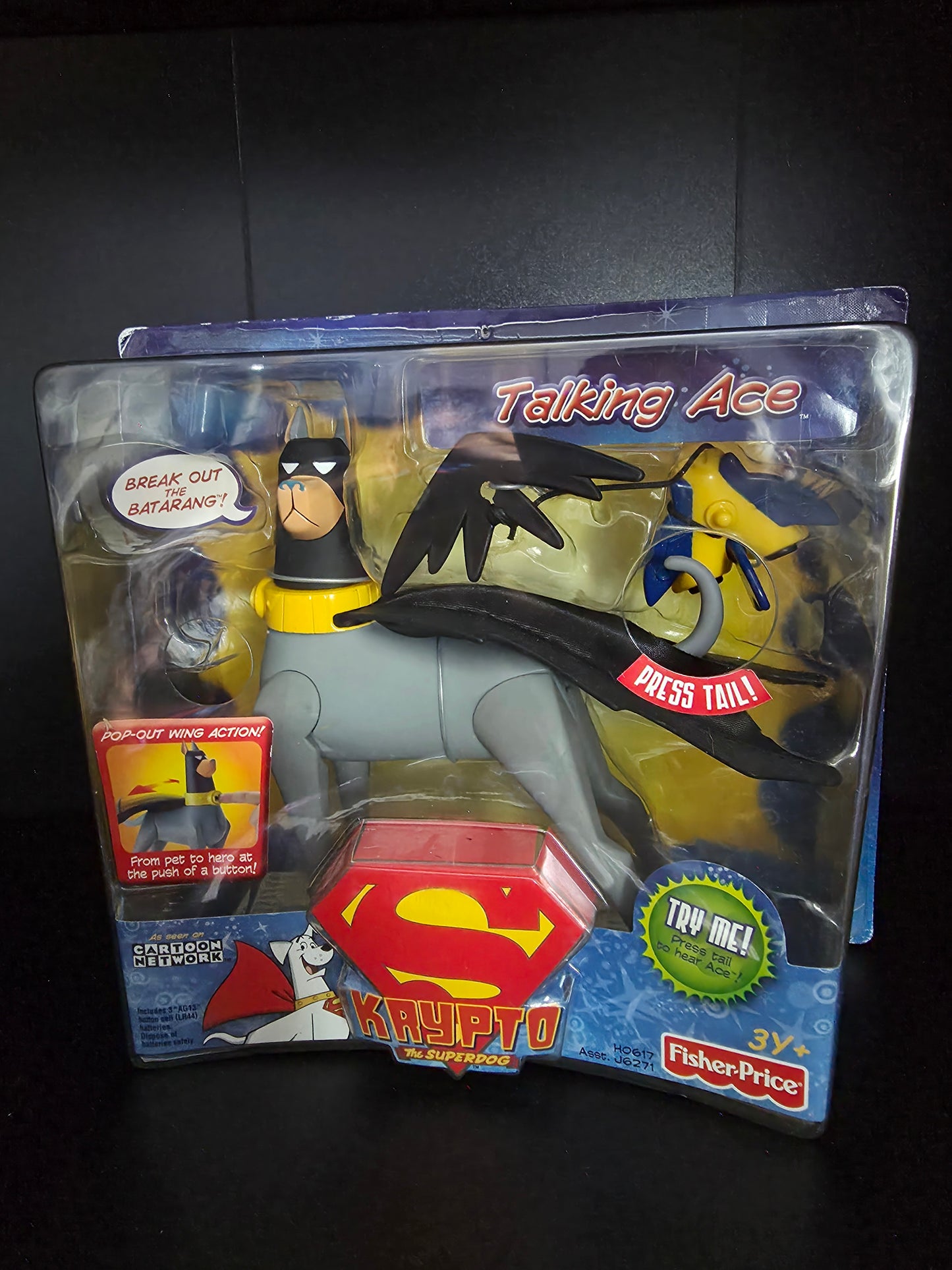 Talking Ace the Bat Hound RARE pop out wings, Batpack & Batarang 2005 New NRFB