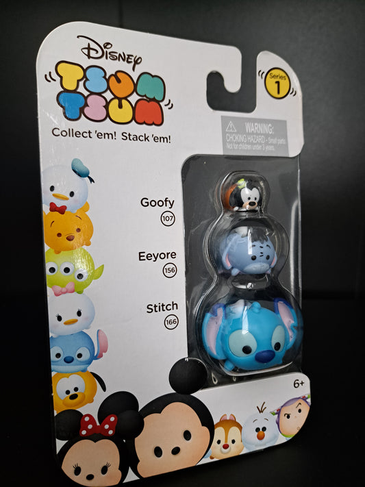 Disney Tsum Tsum Series 1 Goofy, Stitch, & Eeyore 3 Pack NEW