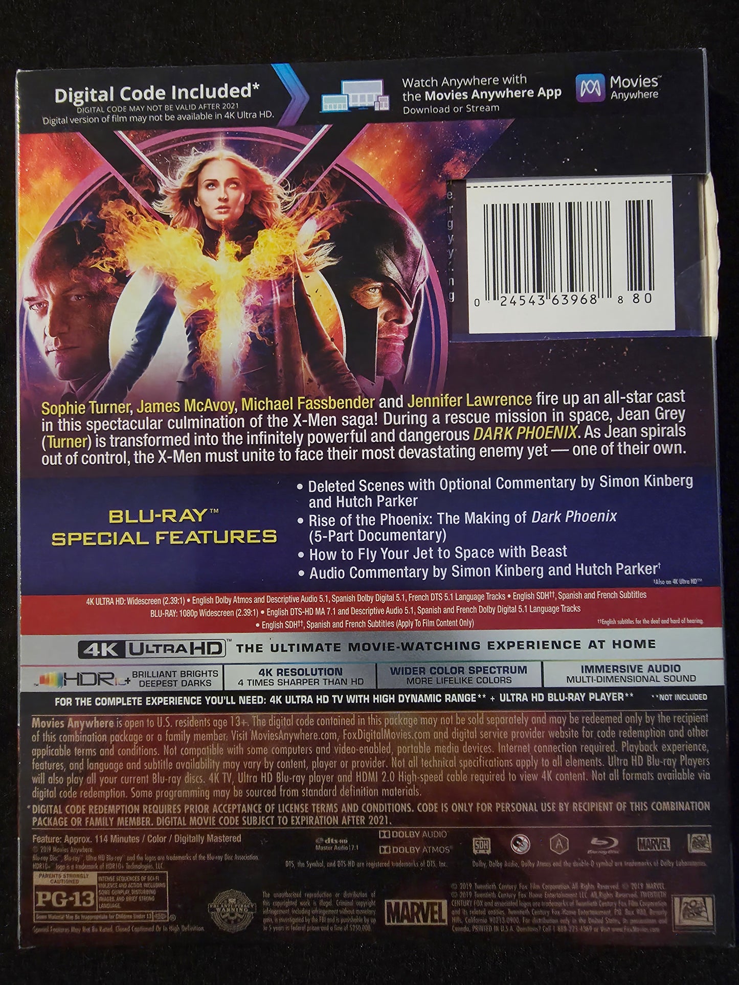 X Men Dark Phoenix 4K Ultra HD Blu Ray w Slipcover ultimate collectors edition