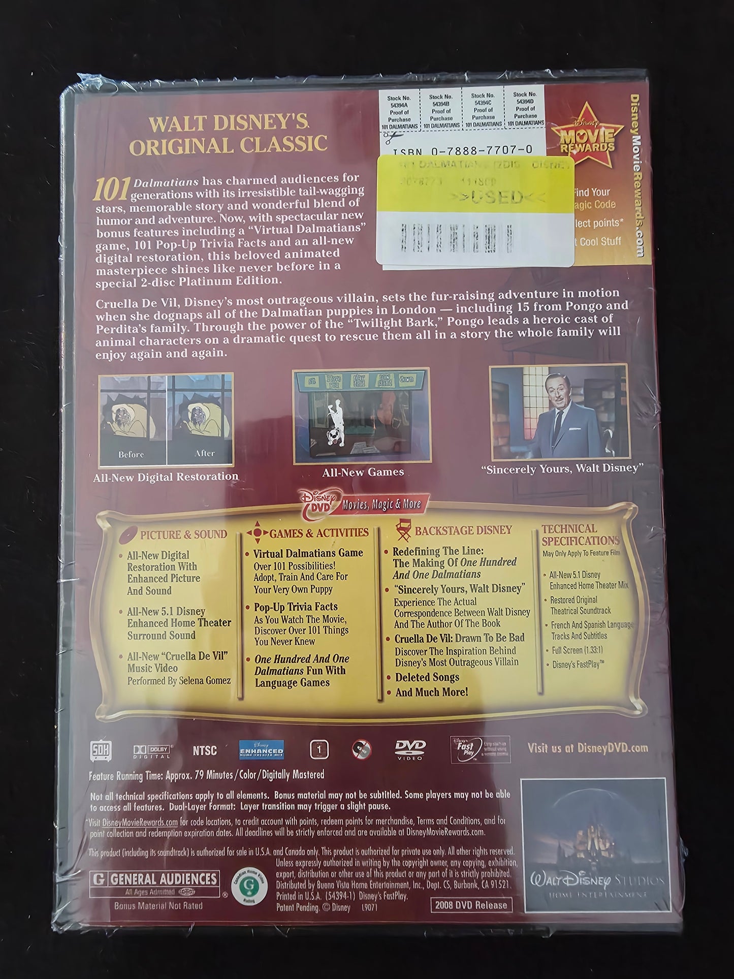 NEW & SEALED - 2008 Disney 101 Dalmatians 2-Disc DVD Platinum Edition