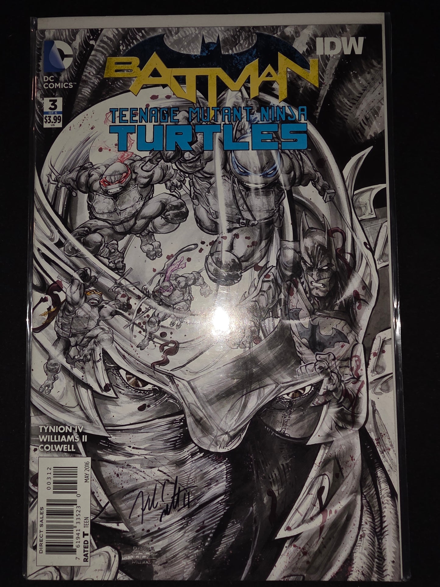 2016 DC Comics Batman/TMNT #3 2nd Printing  Signed by Freddie Williams no COA