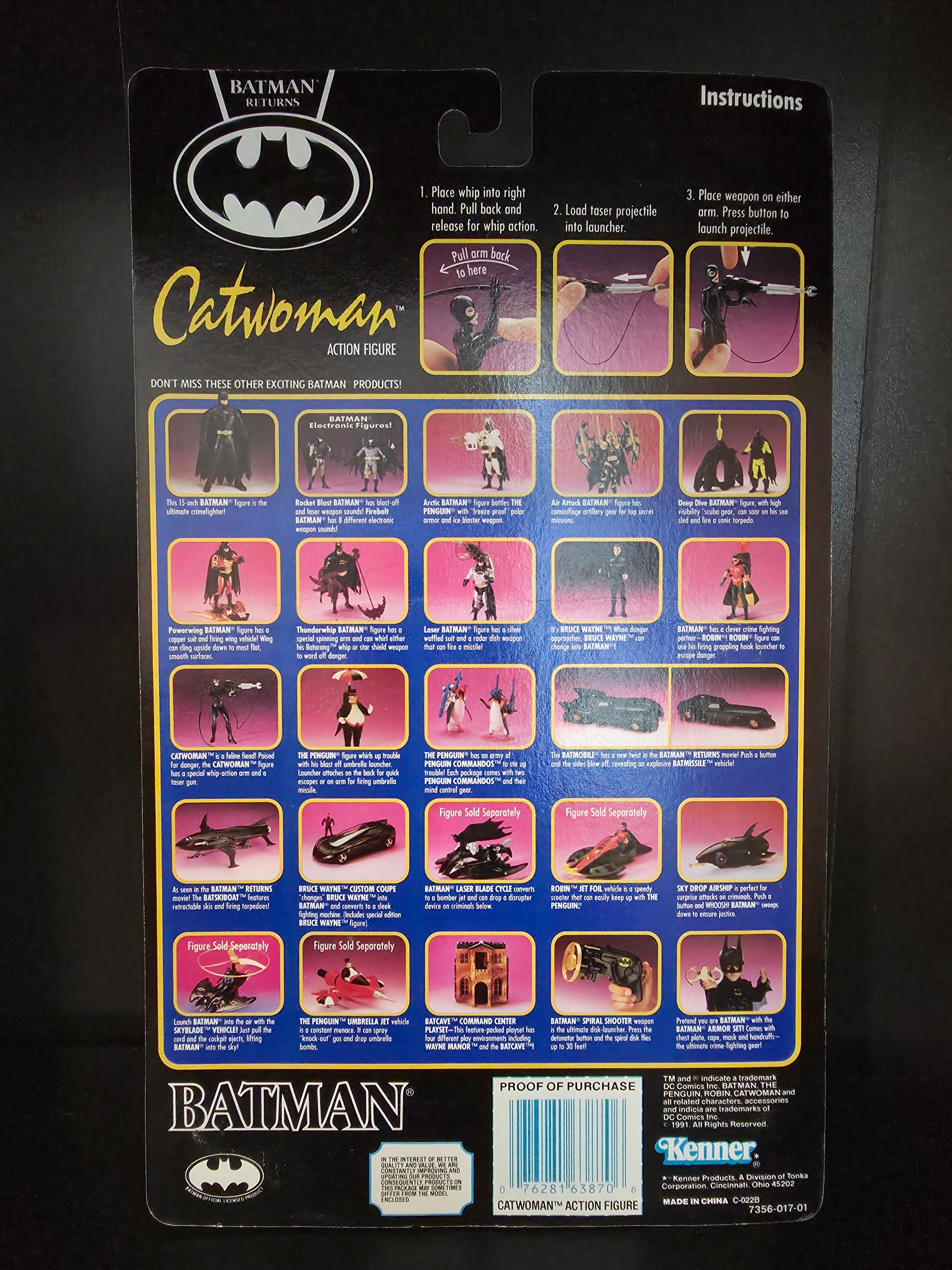 1991 Kenner Batman Returns CATWOMAN with whipping arm action New