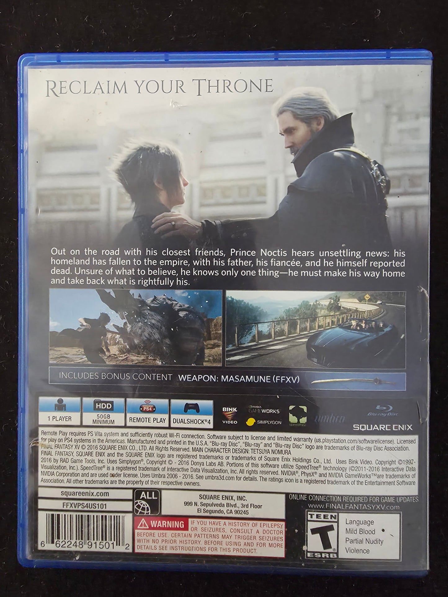 Final Fantasy XV AKA FF15 - Day One Edition Sony PlayStation 4 PS4 CIB