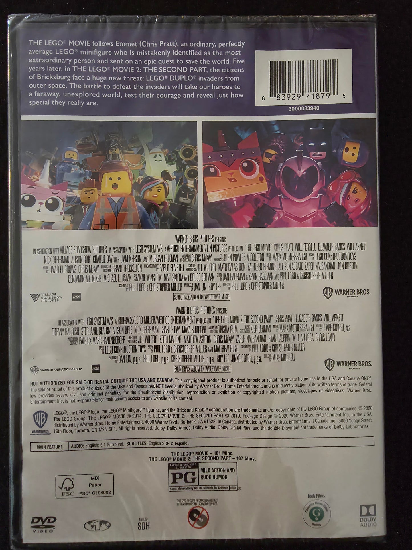 Lego 2 Film Collection The Lego Movie  1 & 2 Free Shipping Kids Movies New