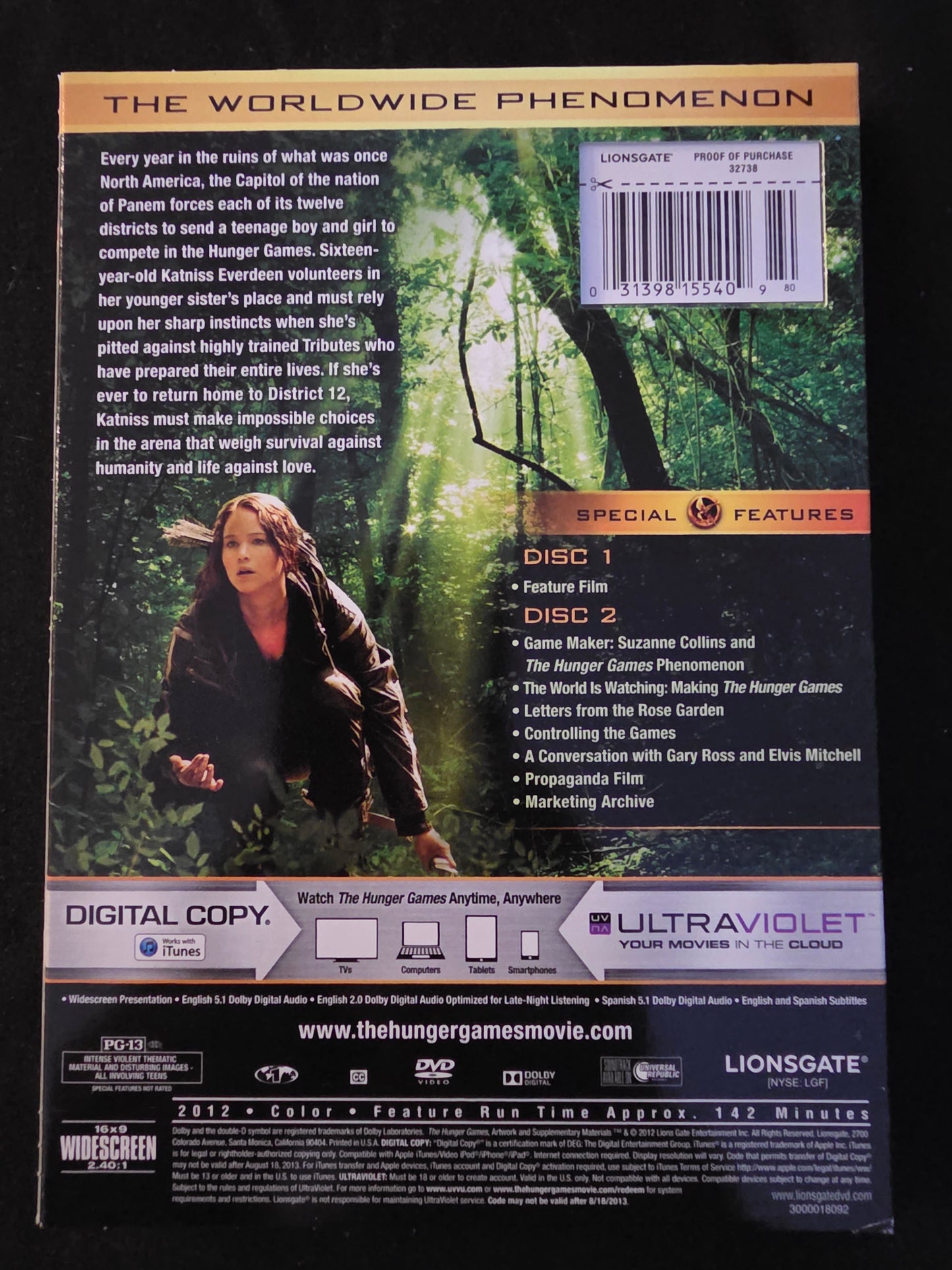 The Hunger Games (DVD, 2012) W/ Slipcover
