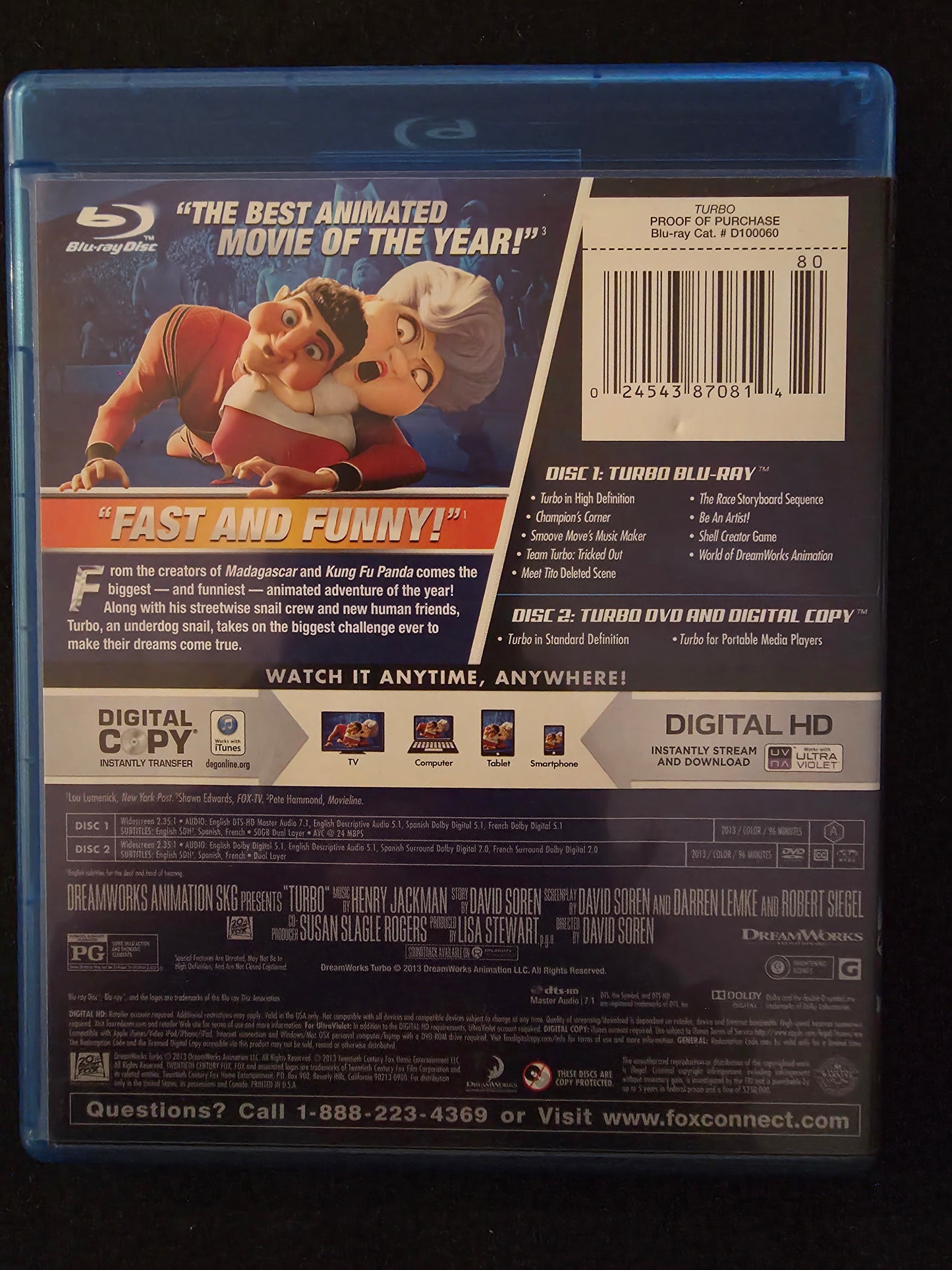 Turbo (Blu-ray/DVD, 2013, 2-Disc Set)