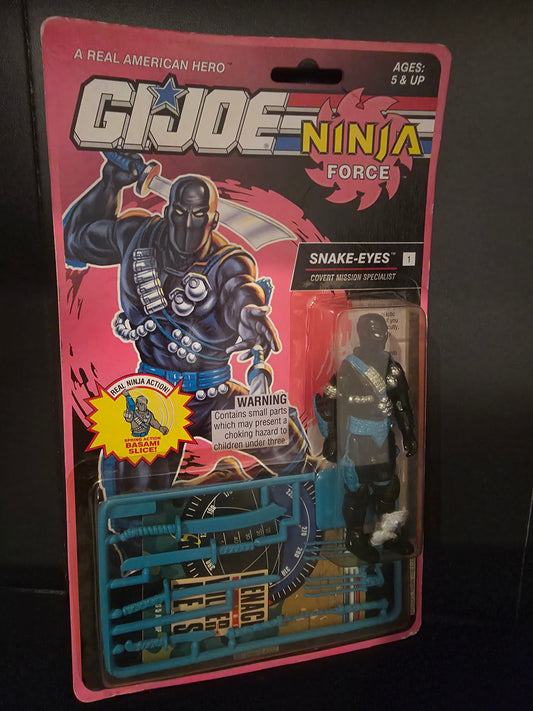 NINJA FORCE SNAKE EYES V 5 — 1993 GI Joe Unopened Card Vintage O-Ring 1:18 Scale