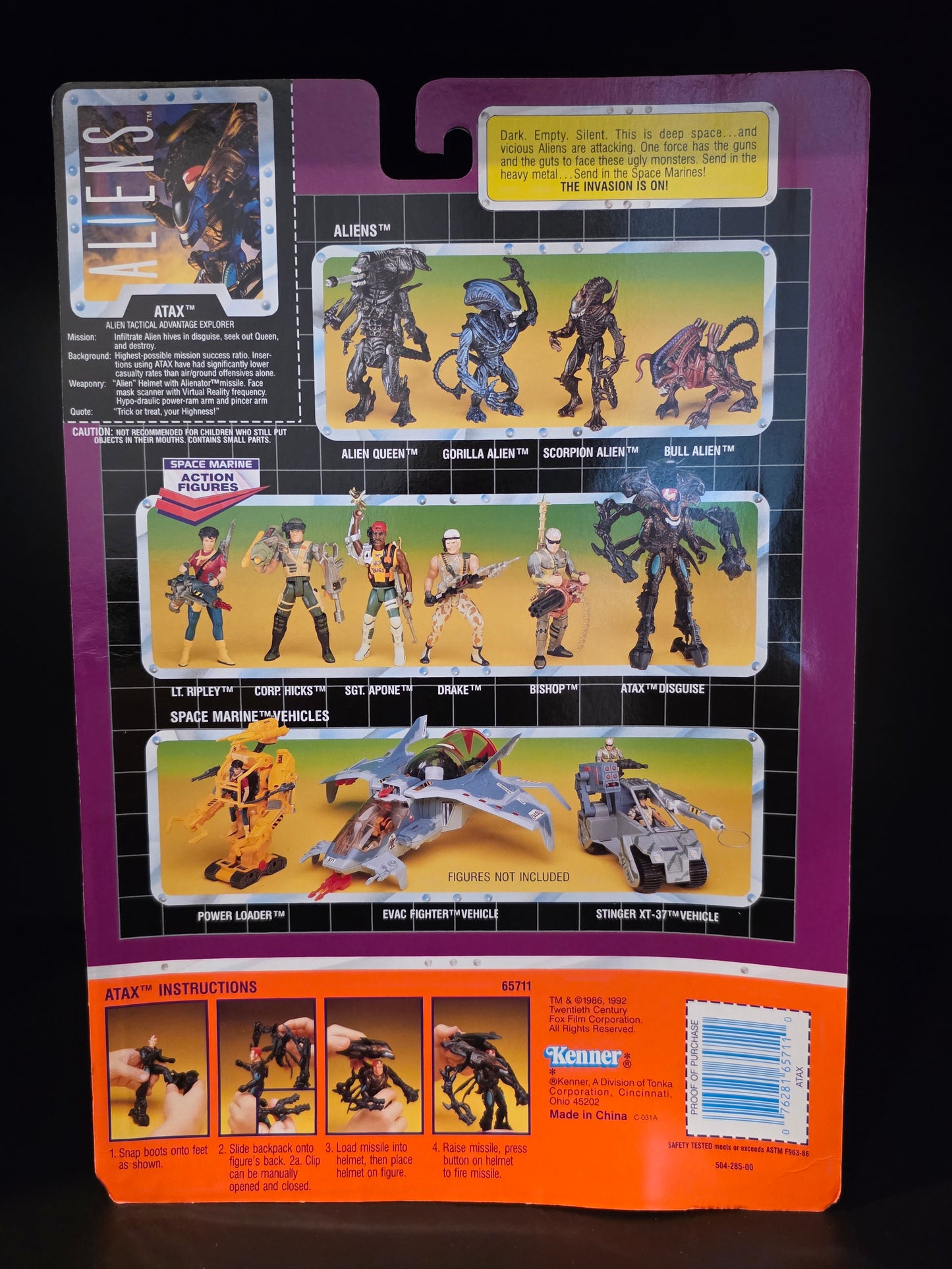 1994 Kenner Aliens Action Figure New MOC: Special Deluxe Space Marine Atax