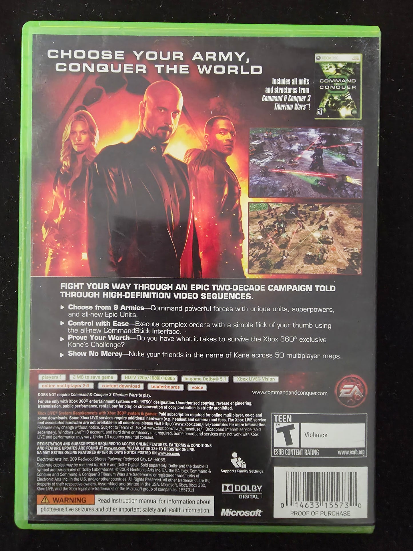 Command & Conquer 3: Kane's Wrath  (Xbox 360, 2008) CIB Complete