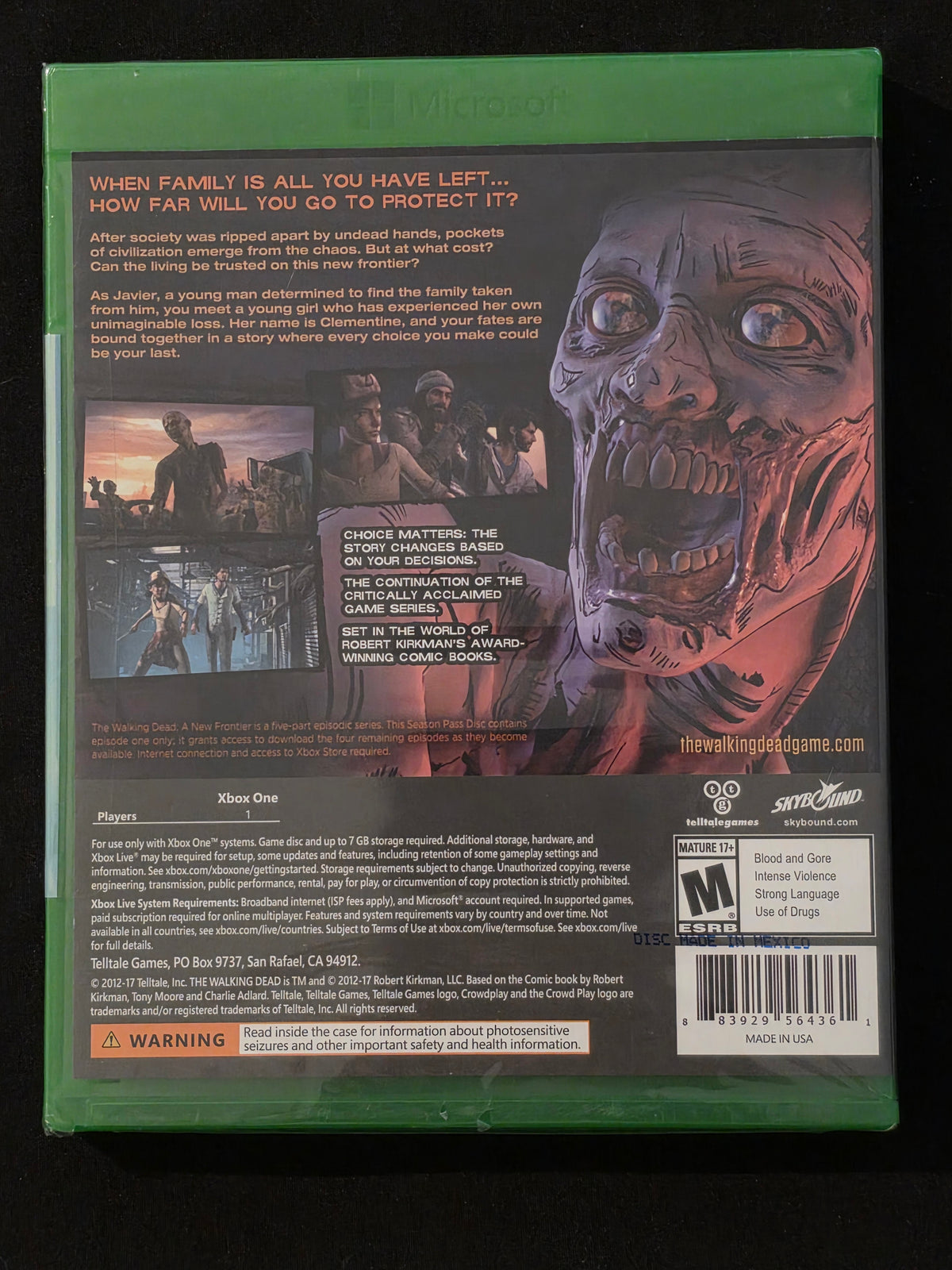 The Walking Dead: A New Frontier for Microsoft Xbox One Factory Sealed