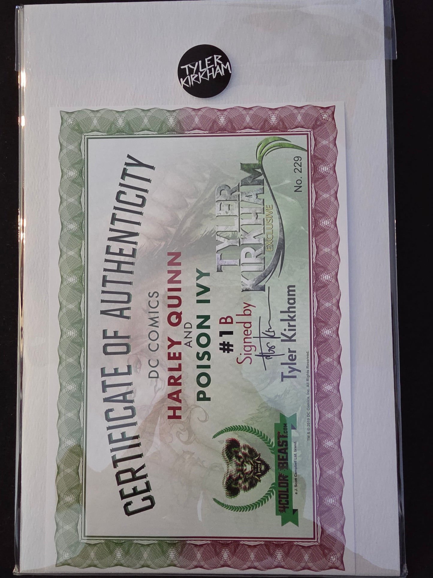 Harley Quinn & Poison Ivy #1 4cb-b 2019 DC Comics Variant SIGNED BY Tyler Kirkham w/COA