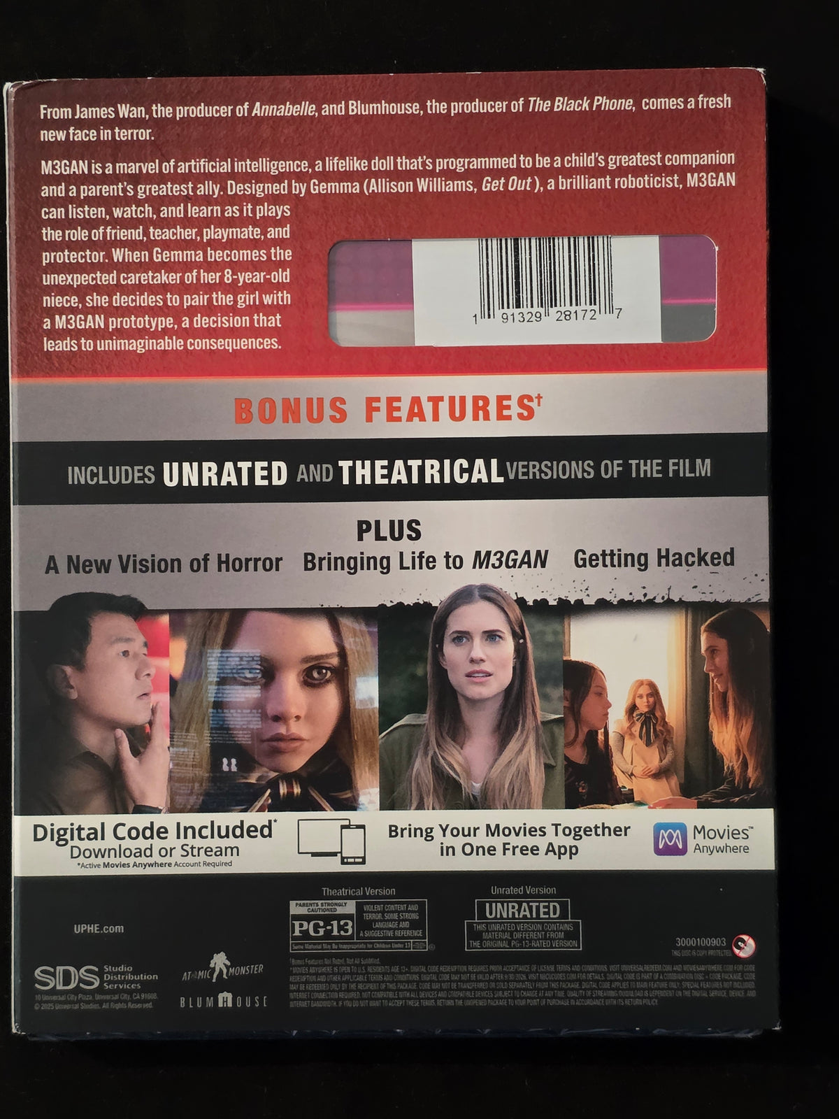 M3gan (Blu-ray, DVD & Digital, 2022) w/ Limited Ed. Glow In The Dark Slipcover