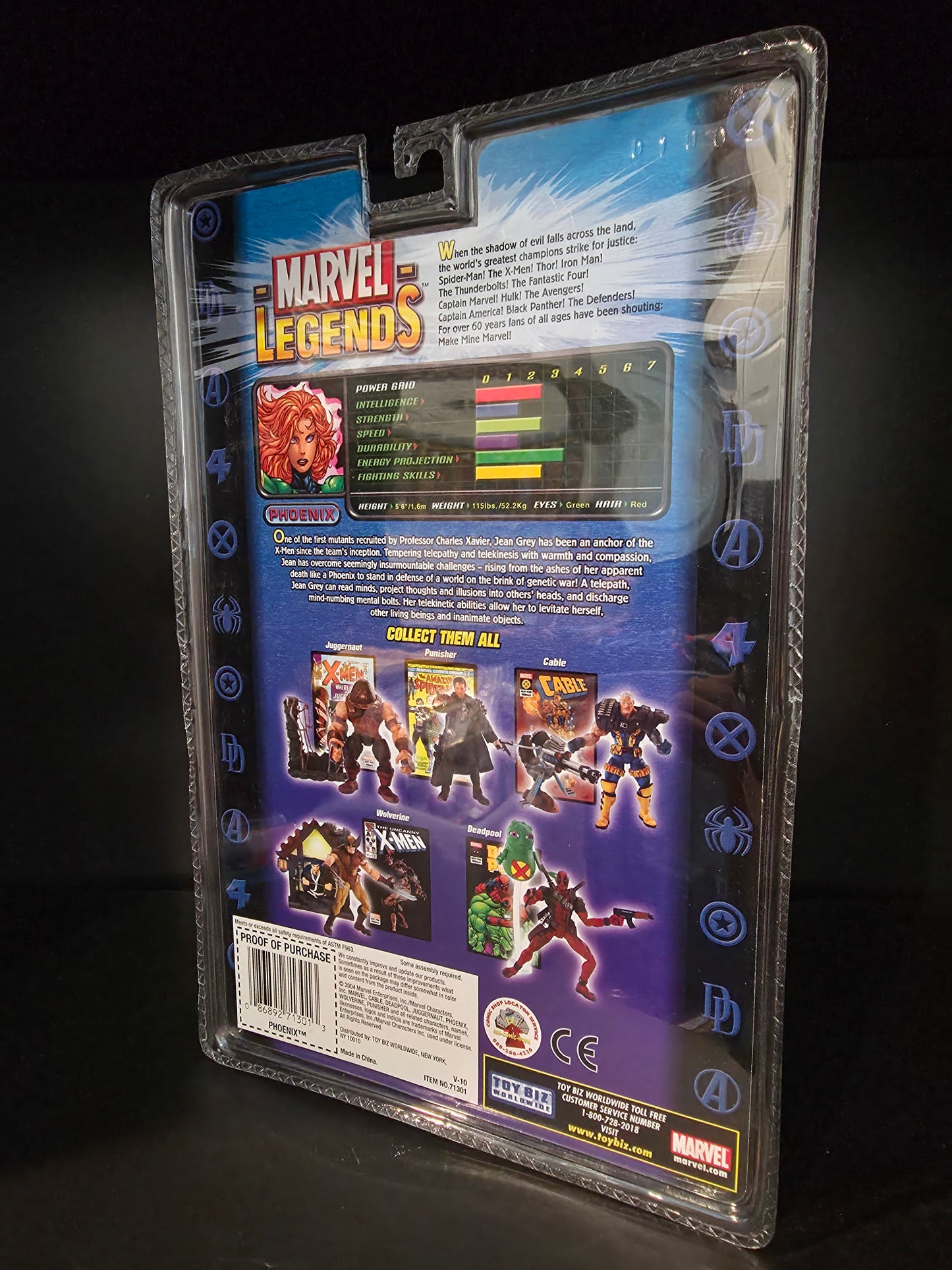 TOY BIZ MARVEL LEGENDS SERIES VI 6 PHOENIX (DARK VARIANT) w/ COMIC BOOK & STAND