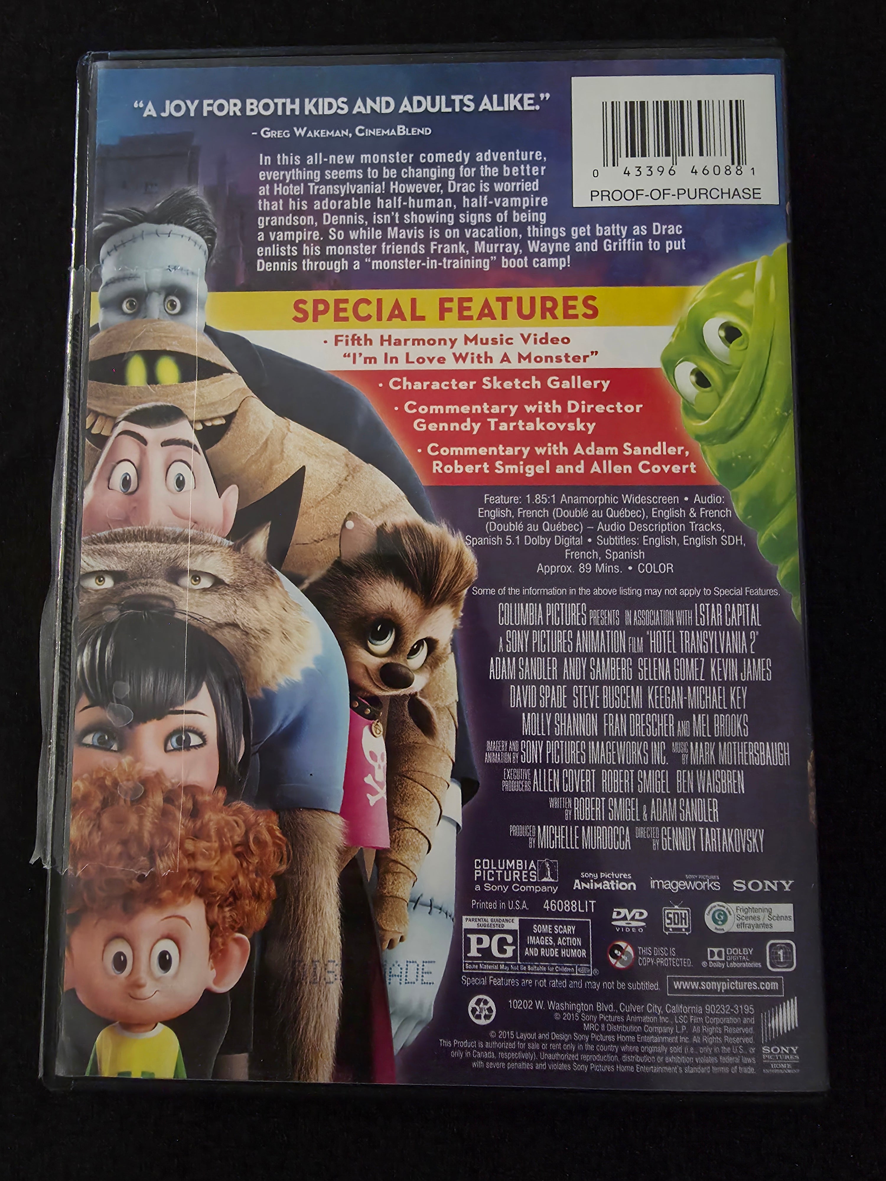 Hotel Transylvania 2 (DVD, 2015, Animated) Adam Sandler Selena
