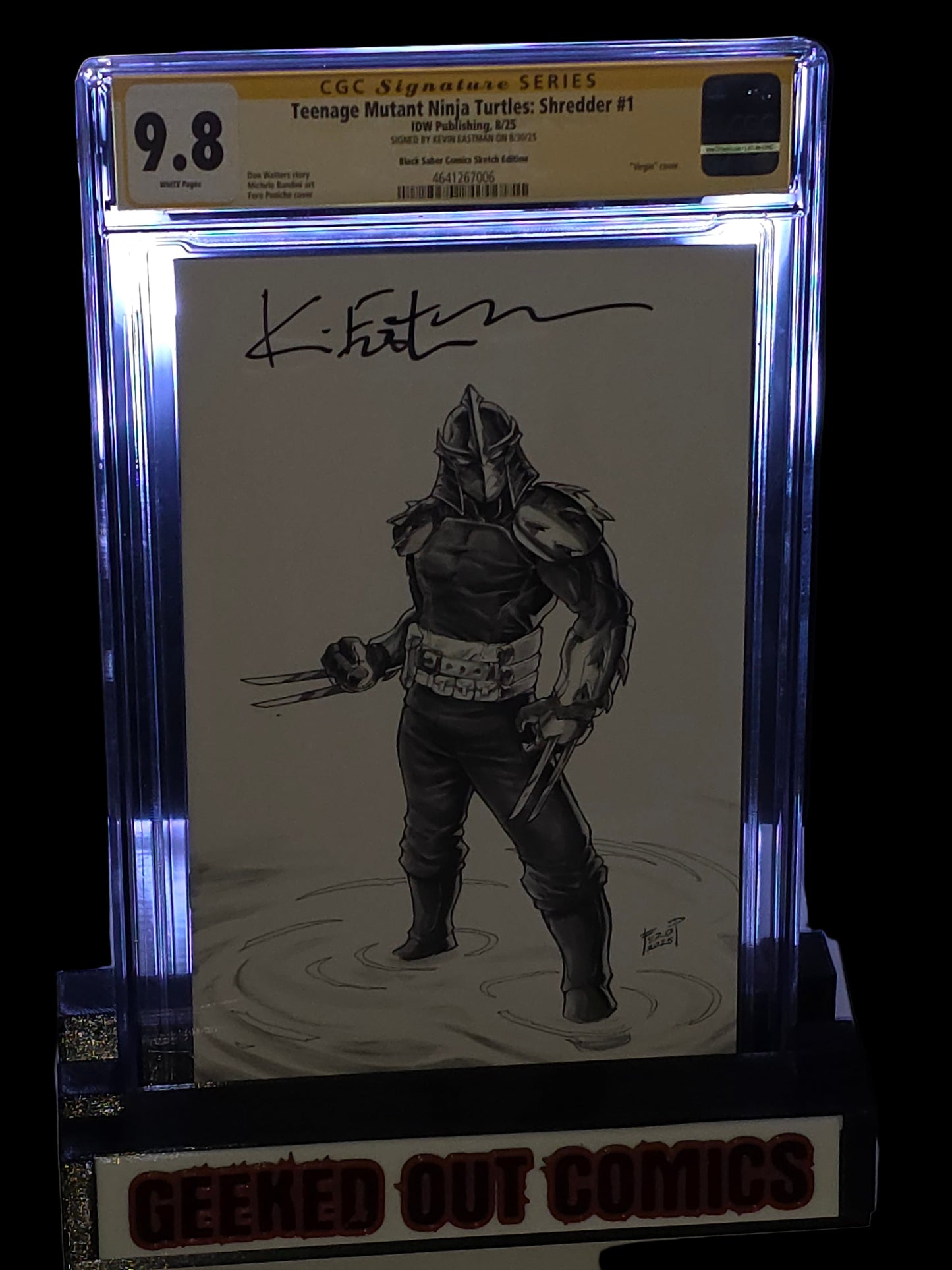 Teenage Mutant Ninja Turtles Shredder #1 CGC 9.8 Fero Peniche Virgin Cover Signed by Kevin Eastman Black Saber Comics Sketch Edition IDW Publishing