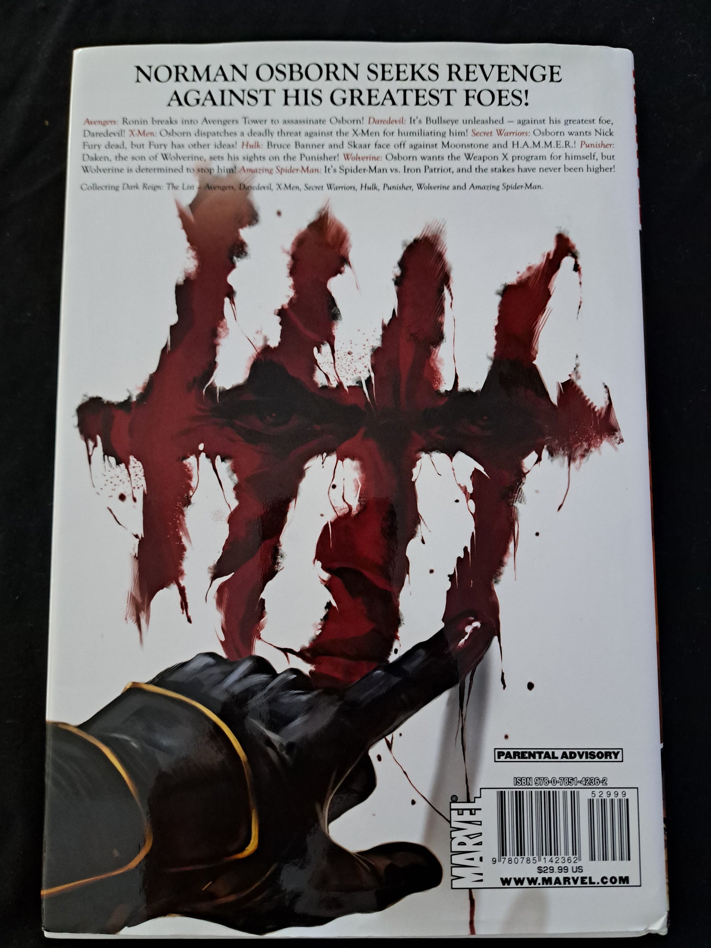 MARVEL THE LIST Hardcover Wolverine Punisher Spider-Man  Daredevil Daken Bullseye