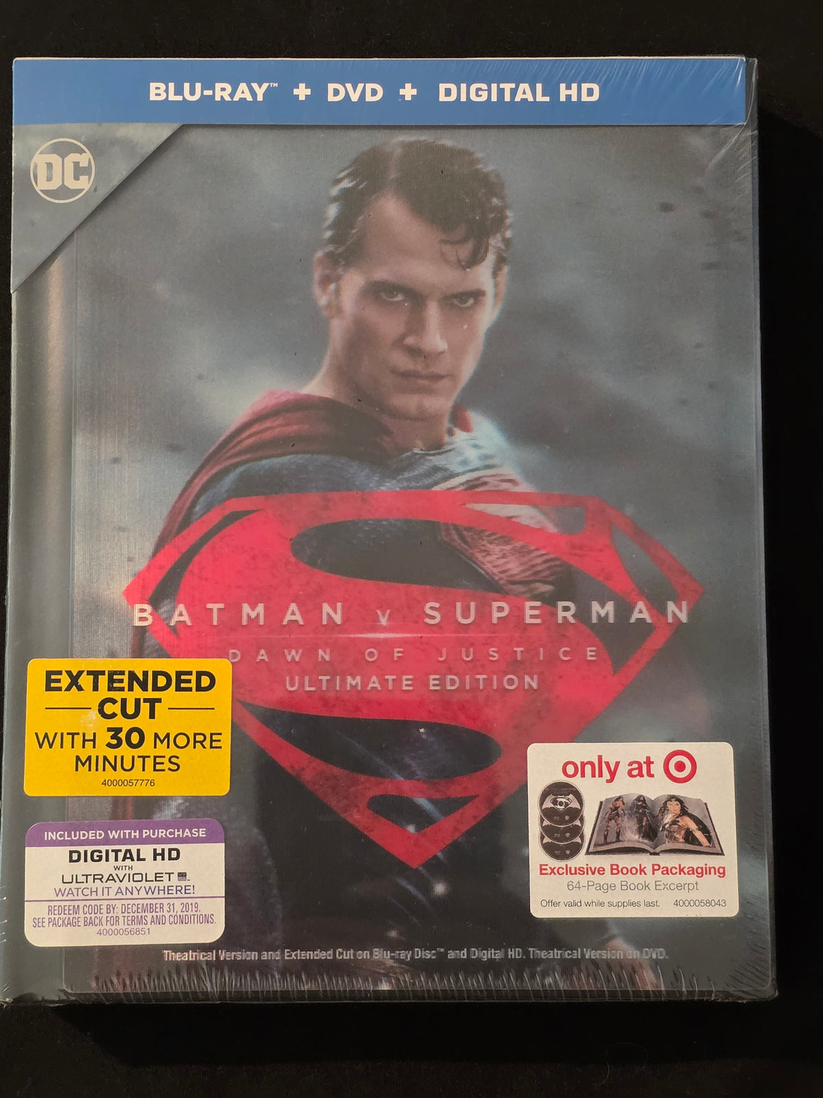 Batman V Superman: Dawn of Justice (Ultimate 3 Disc - Blu-ray Lenticular Book) New