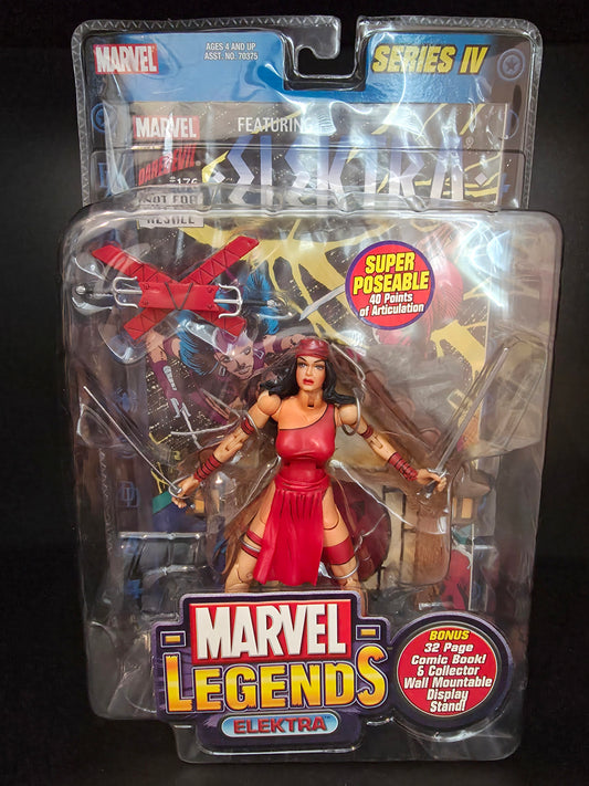 ToyBiz Marvel Legends Series IV 4 ELEKTRA Figure with Electra Marvel Comic - Dents in bubble