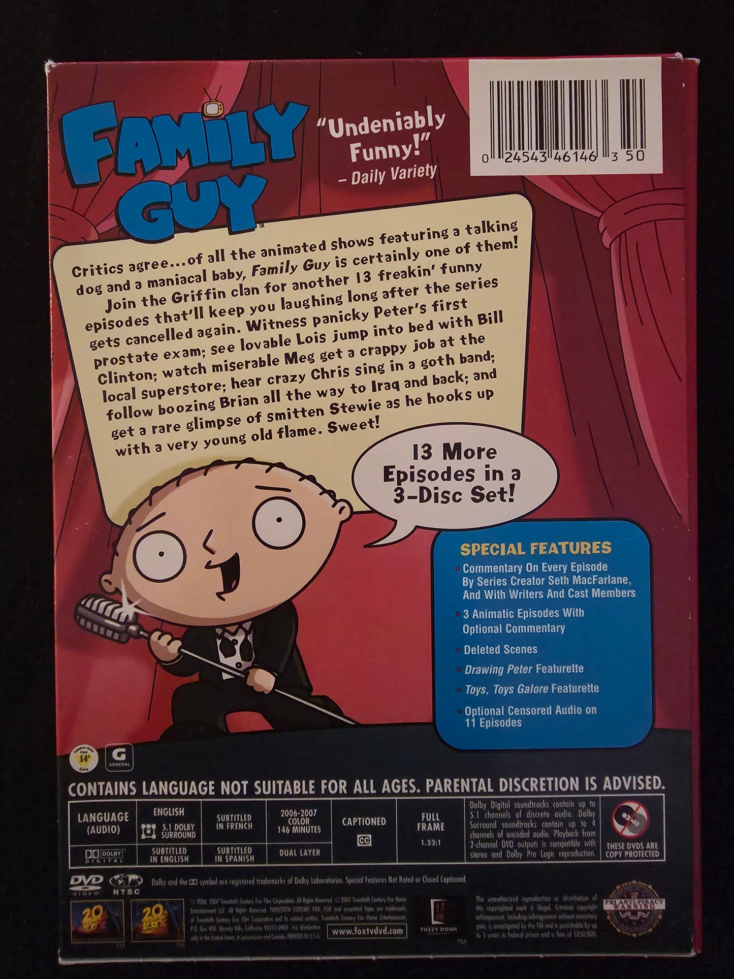 Family Guy: Volume 5 Five (DVD, 2007, 3-Disc Set)