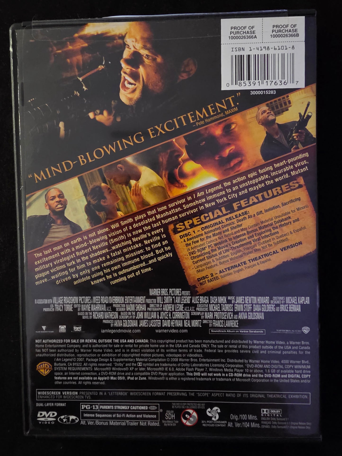 I Am Legend (DVD, 2008, 2-Disc Set, Special Edition) Complete