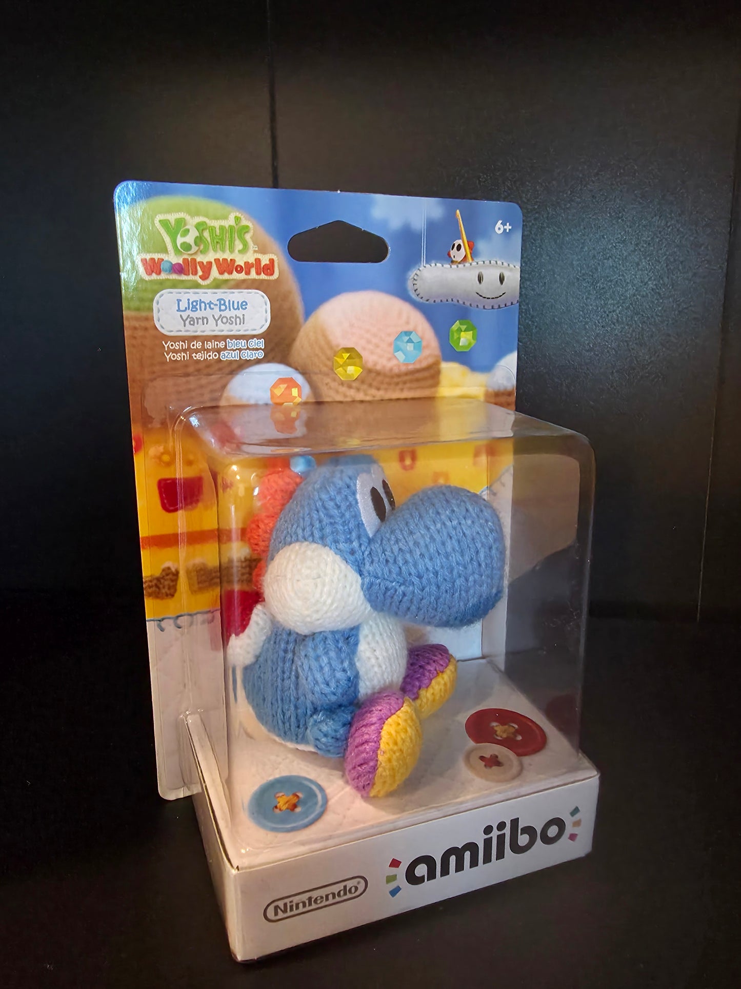 Nintendo amiibo Yoshi's Woolly World Light Blue Yarn Yoshi Figure Brand New