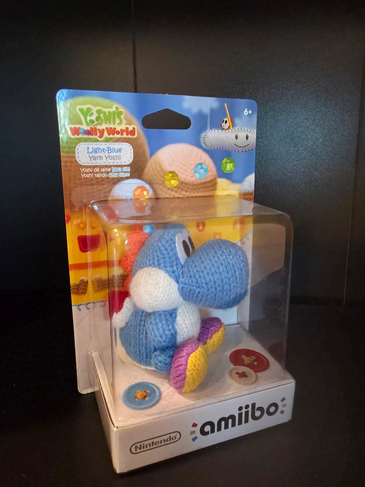Nintendo amiibo Yoshi's Woolly World Light Blue Yarn Yoshi Figure Brand New