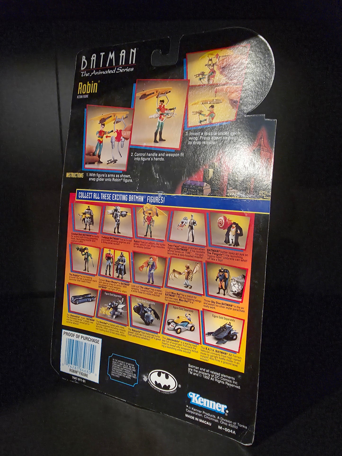 1992 Batman The Animated Series ROBIN Turbo Glider Figure SEALED MOC Kenner 7947