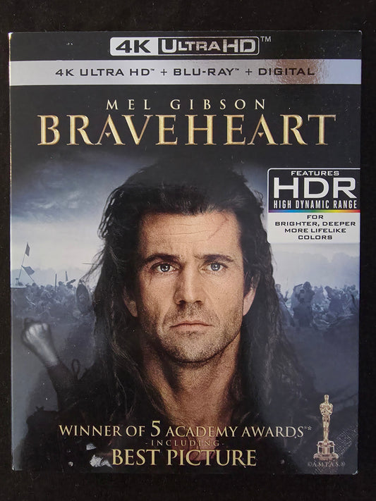 Braveheart 4K UHD Blu-ray with Slipcover Mel Gibson 2018