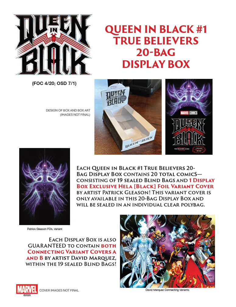 QUEEN IN BLACK #1 TRUE BELIEVERS 20-BAG DISPLAY BOX