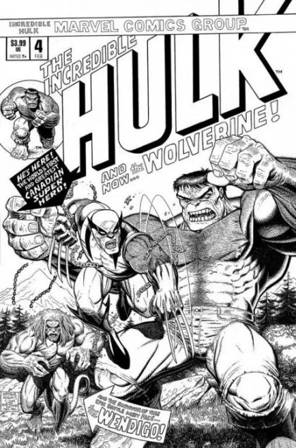 Hulk, Vol. 4 #4E Exclusive Art Adams Incredible Hulk #181 Wolverine Homage B&W Variant